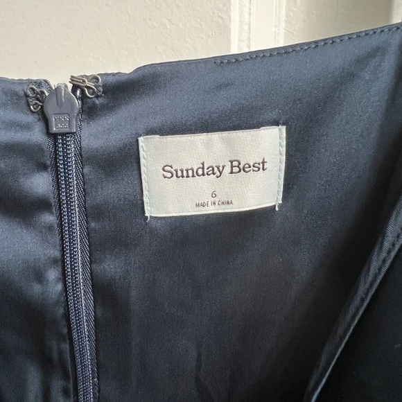 Aritzia Satin Dress Navy - Picture 6 of 10